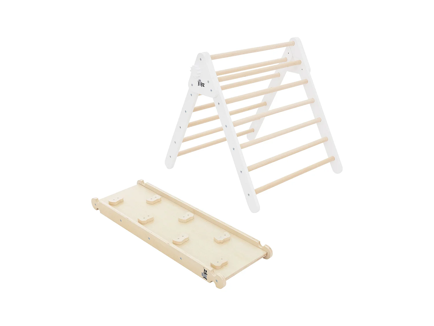Structure d'escalade bois blanc/naturel toboggan triangle d'escalade d'enfants