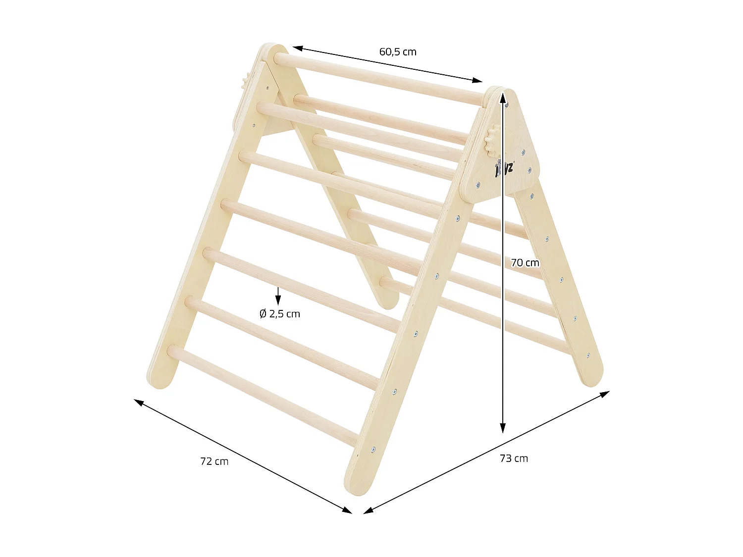 Estructura de escalada de madera natural/blanca Tobogán de escalada triangular para niños