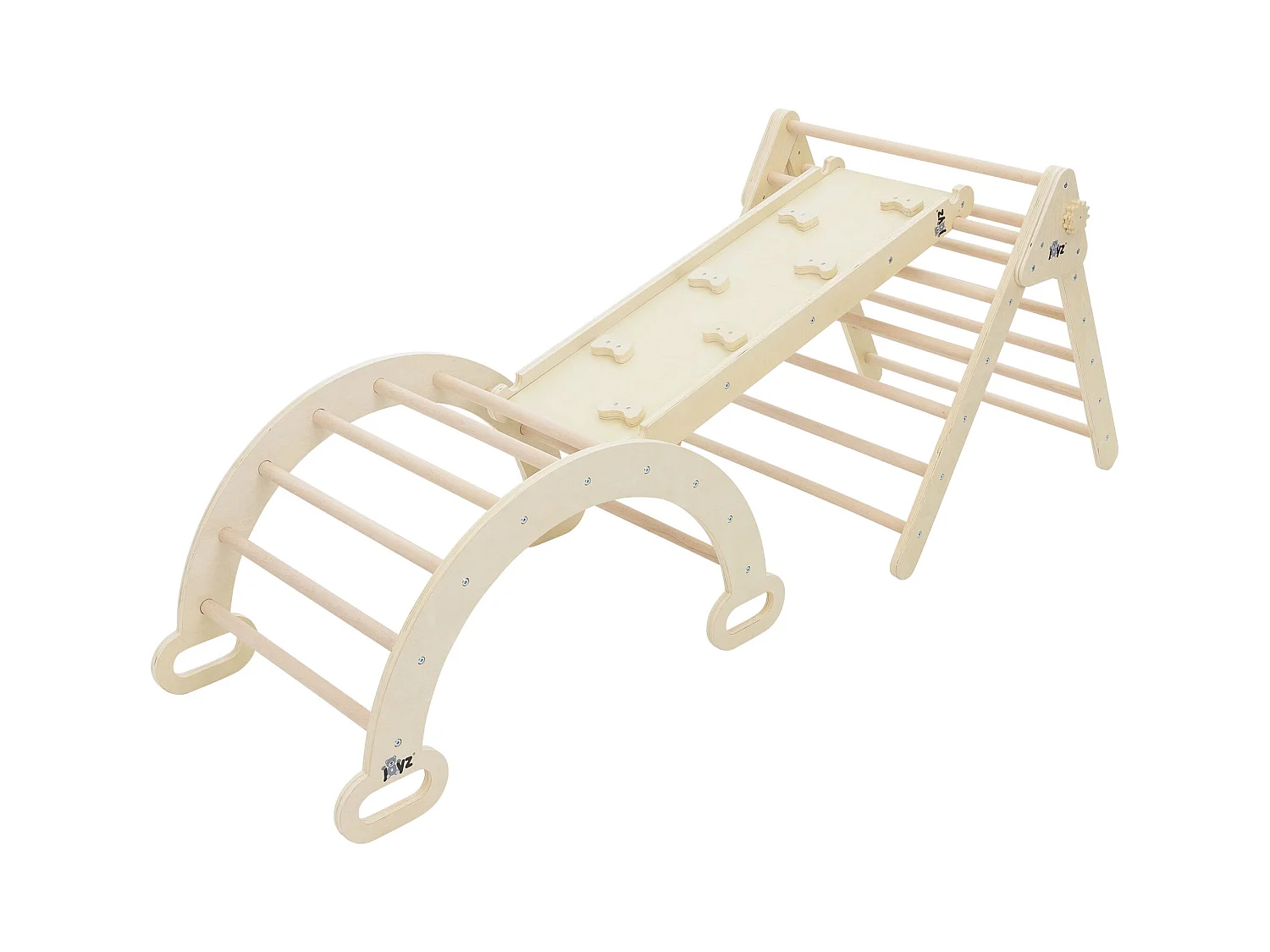 Triangle d'escalade + toboggan + arc à grimper en bois naturel jouet Montessori