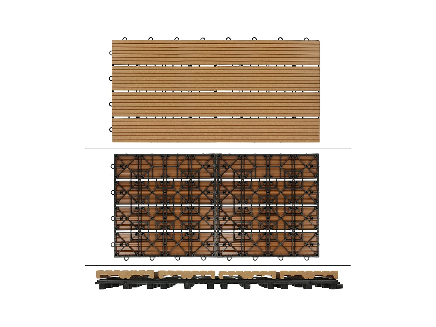 5m² Baldosas WPC 30 azulejos para exterior 60x30cm con sistema clic color teca