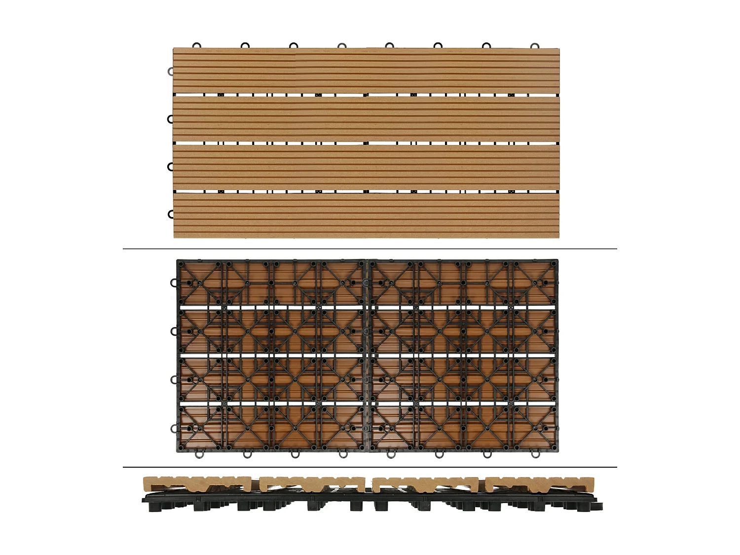 30x Piastrelle WPC per pavimento 60x30 cm balcone da giardino plug-in teak 5 m²