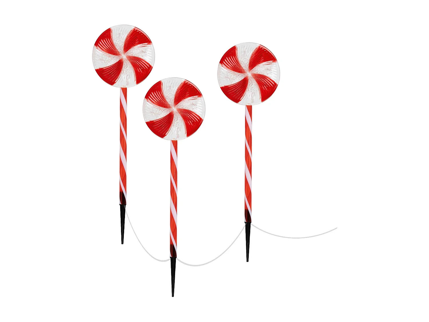 3 Piruletas navideñas luz LED 3m decorativas con temporizador función a pilas