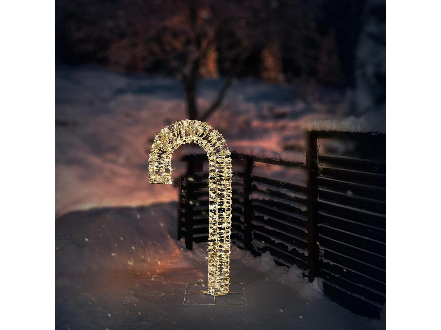 Bastone di zucchero 75 cm oro illuminazione a LED bianco caldo interno esterno