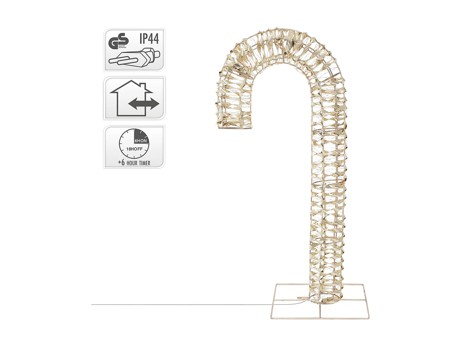 LED canne à sucre éclairage de Noël minuterie décoration Noël IP44 blanc chaud