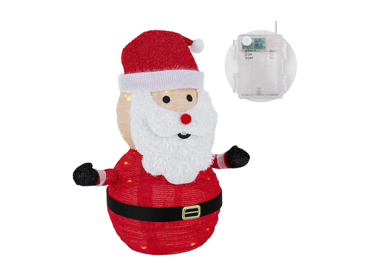 Père Noël LED décoration avec bonnet barbe et gants 68cm figurine d'hiver jardin