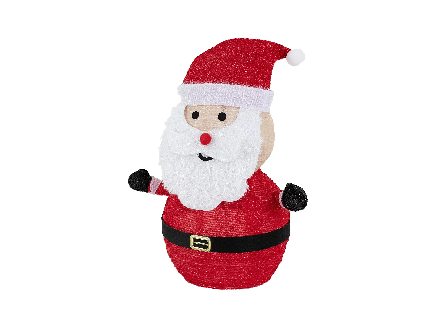ECD Germany LED kerstman met hoed, baard en handschoenen, 68cm hoog, tuinfiguur verlicht met warmwitte 30 LED's, timer, werkt op batterijen