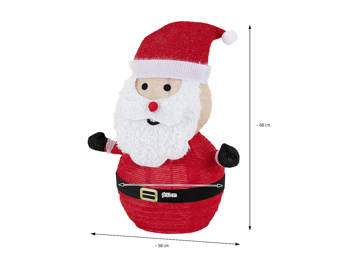 Decoración navideña Papá Noel 68 cm con luces LED figura para interior/exterior