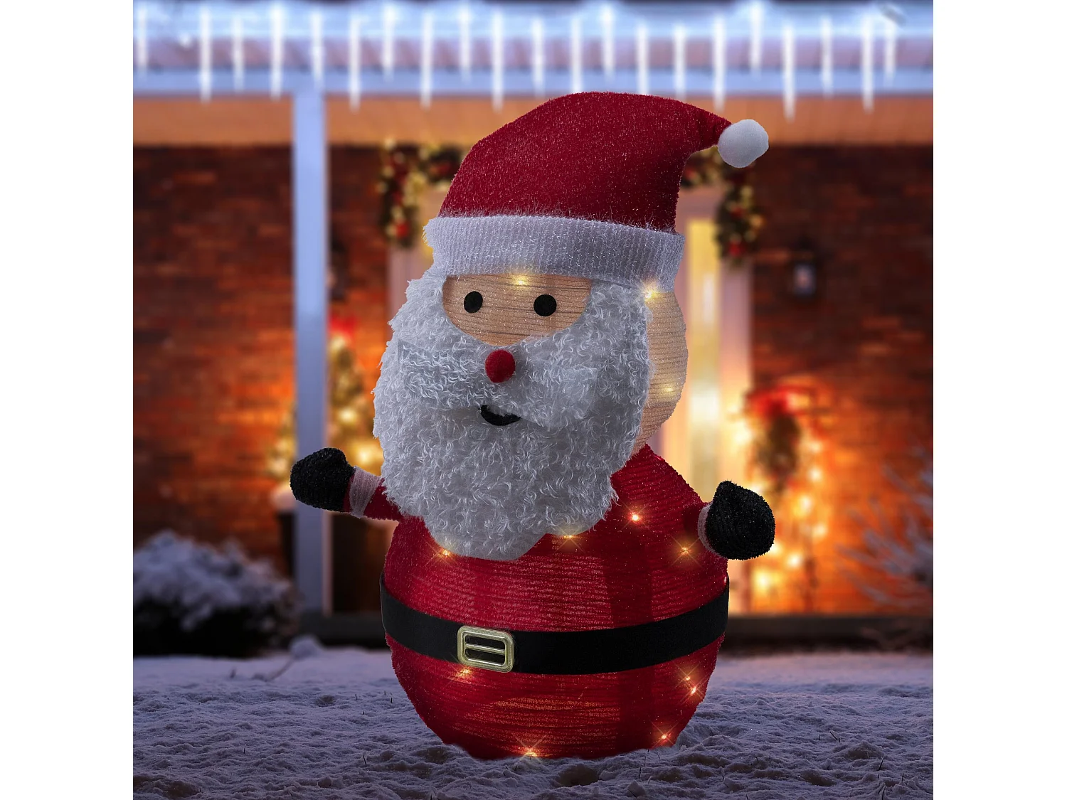 Decoración navideña Papá Noel 68 cm con luces LED figura para interior/exterior
