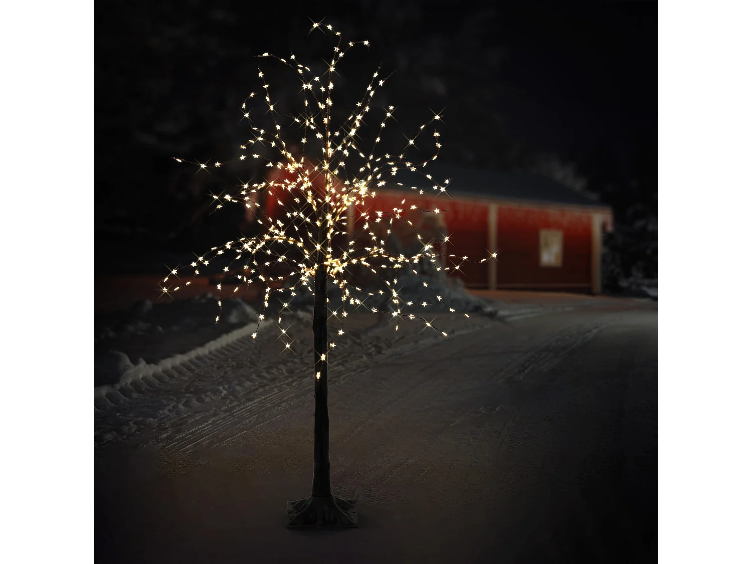 Albero decorativo di Natale luminoso 600 LED a forma di stella rami flessibili