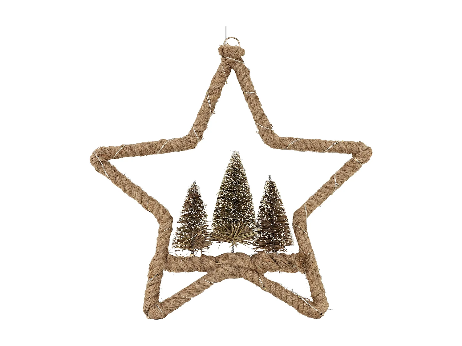 LED Étoile de jute avec 3 sapins décoration lumineuse de Noël suspendue 40 cm