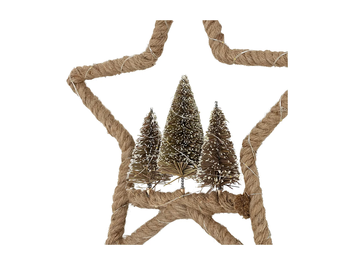 LED Étoile de jute avec 3 sapins décoration lumineuse de Noël suspendue 40 cm