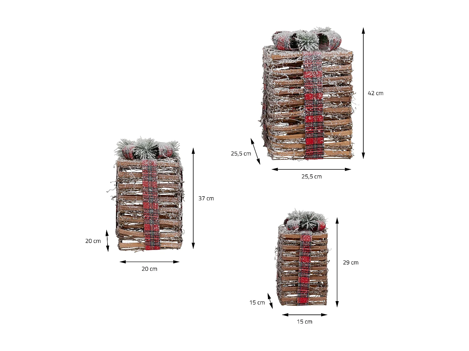 Set di 3 scatole regalo a LED in rattan timer decorazione natalizia bianco caldo
