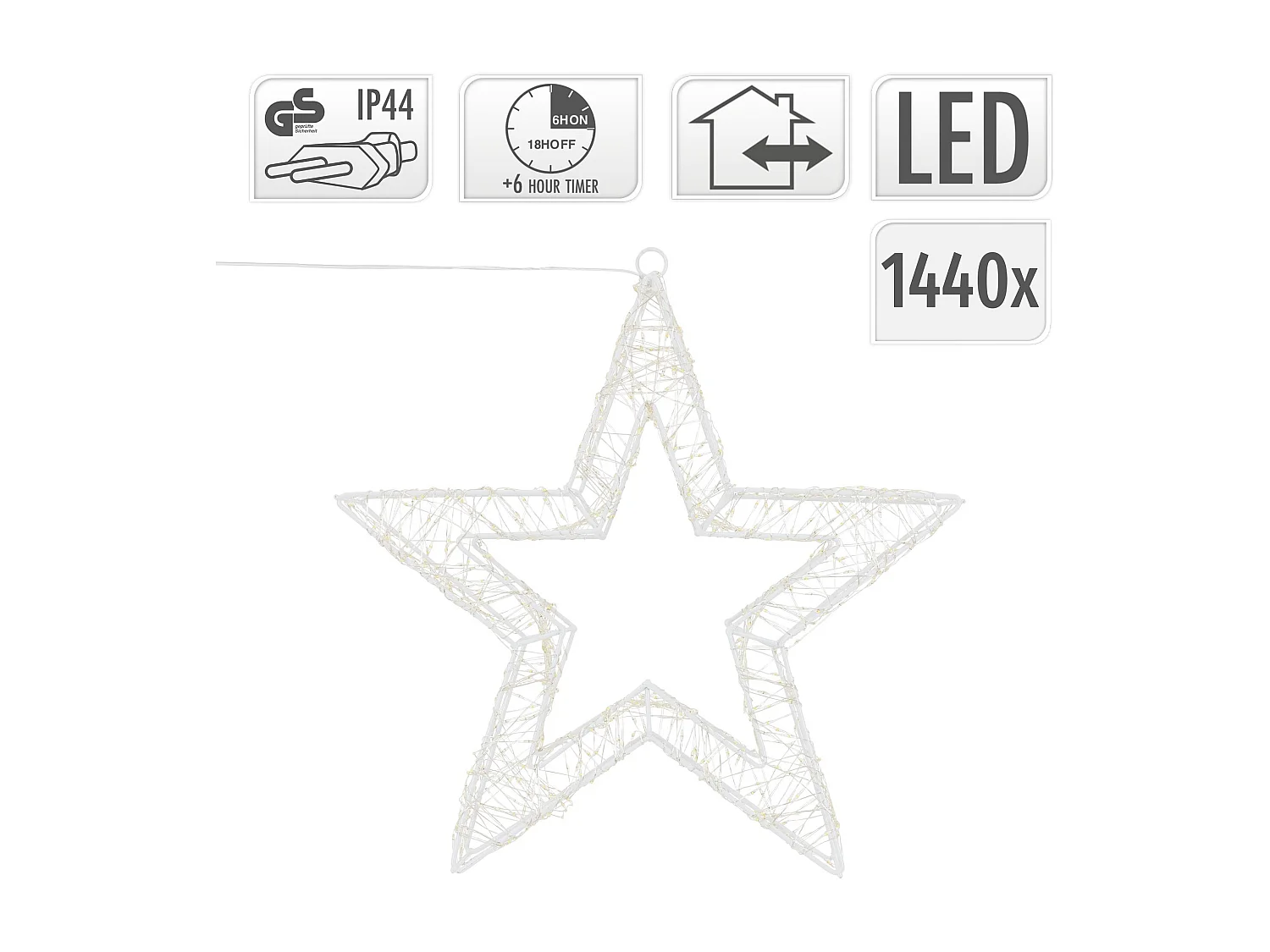 Étoile de Noël LED décoration éclairage lumineuse minuterie  IP44 blanc 50 cm