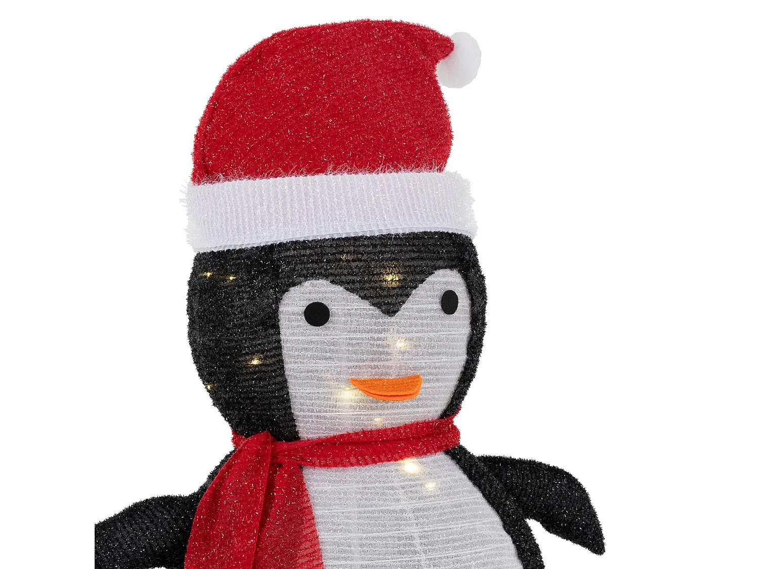 Pinguino di Natale LED con cappello e sciarpa 68 cm figurina giardino d'inverno
