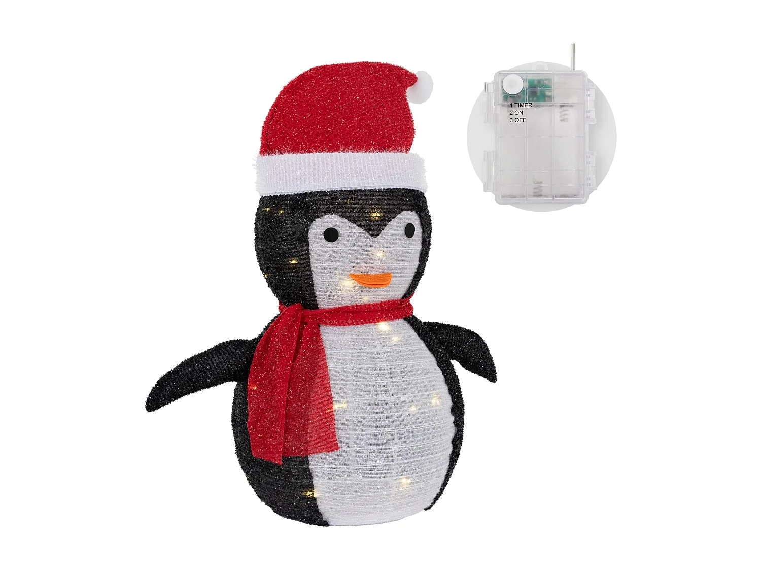 Pinguino di Natale LED con cappello e sciarpa 68 cm figurina giardino d'inverno