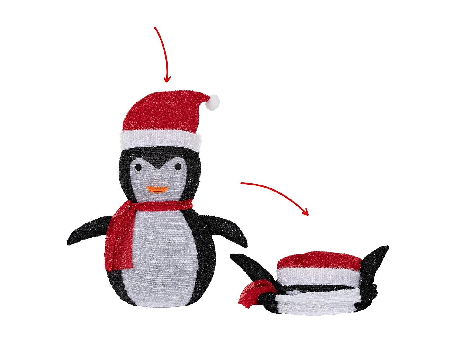 Pinguino di Natale LED con cappello e sciarpa 68 cm figurina giardino d'inverno