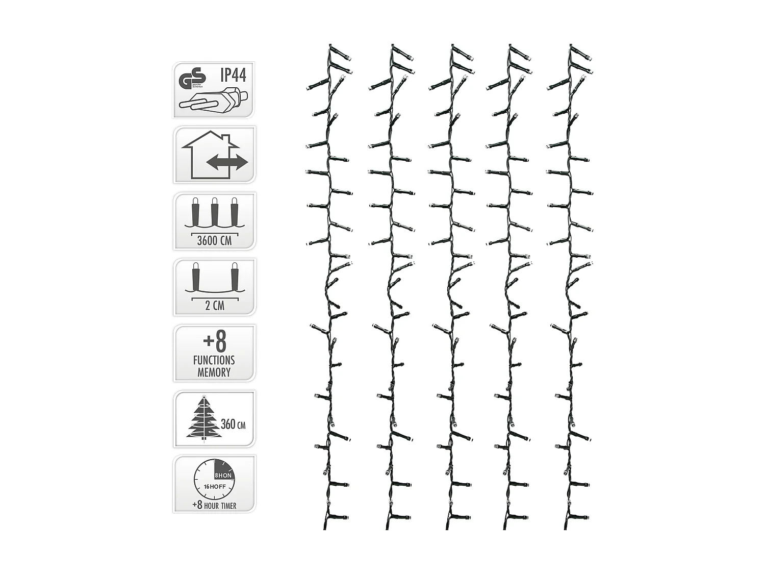 ECD Germany LED Cluster Lichterkette Bunt 36m, 1800LED, 8 Modi, Timer, Weihnachtsbeleuchtung Innen/Außen Wetterfest, Weihnachtsbaum Deko Beleuchtung