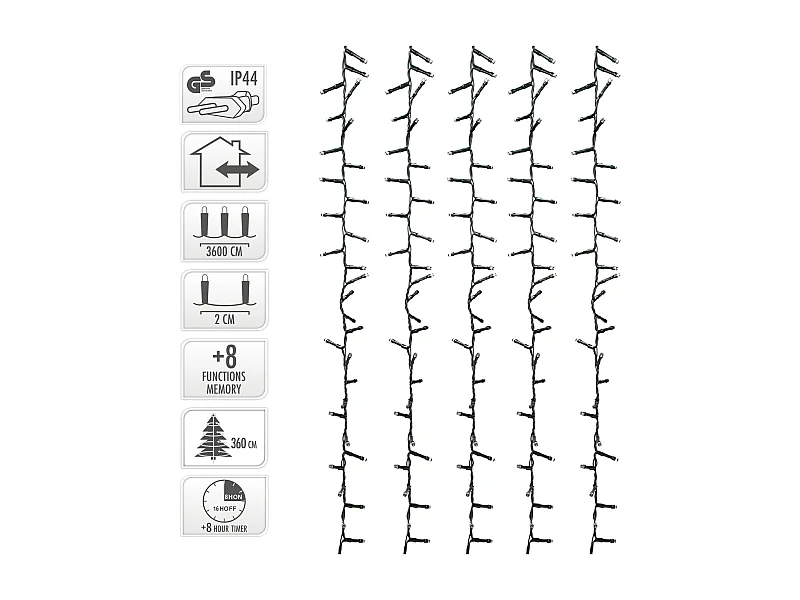 ECD Germany LED Cluster Lichterkette Bunt 36m, 1800LED, 8 Modi, Timer, Weihnachtsbeleuchtung Innen/Außen Wetterfest, Weihnachtsbaum Deko Beleuchtung