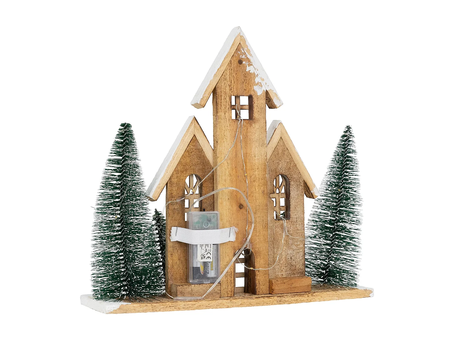 Casa di Natale in legno LED decorazione invernale luce bianco caldo per interni