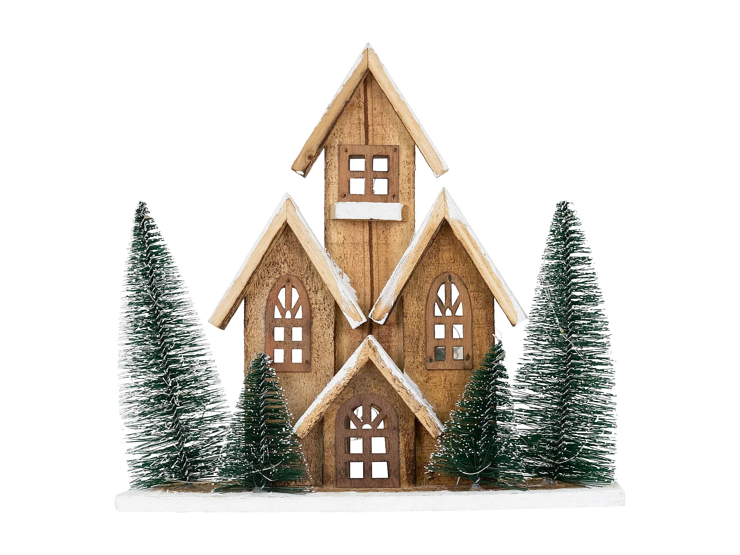 Maison de Noël LED décoration d'hiver en bois lumière blanc chaud sans piles