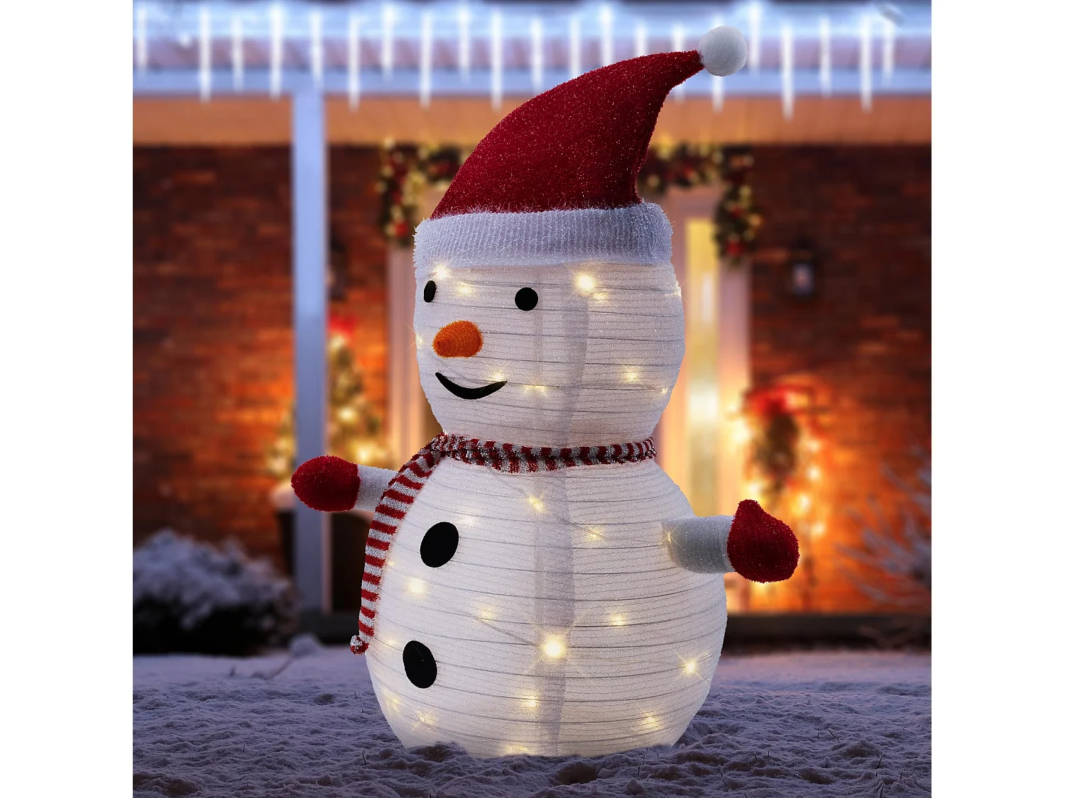 Weihnachtsschneemann Nachtlicht beleuchtet 30 LED faltbar Weihnachtsdeko 68 cm