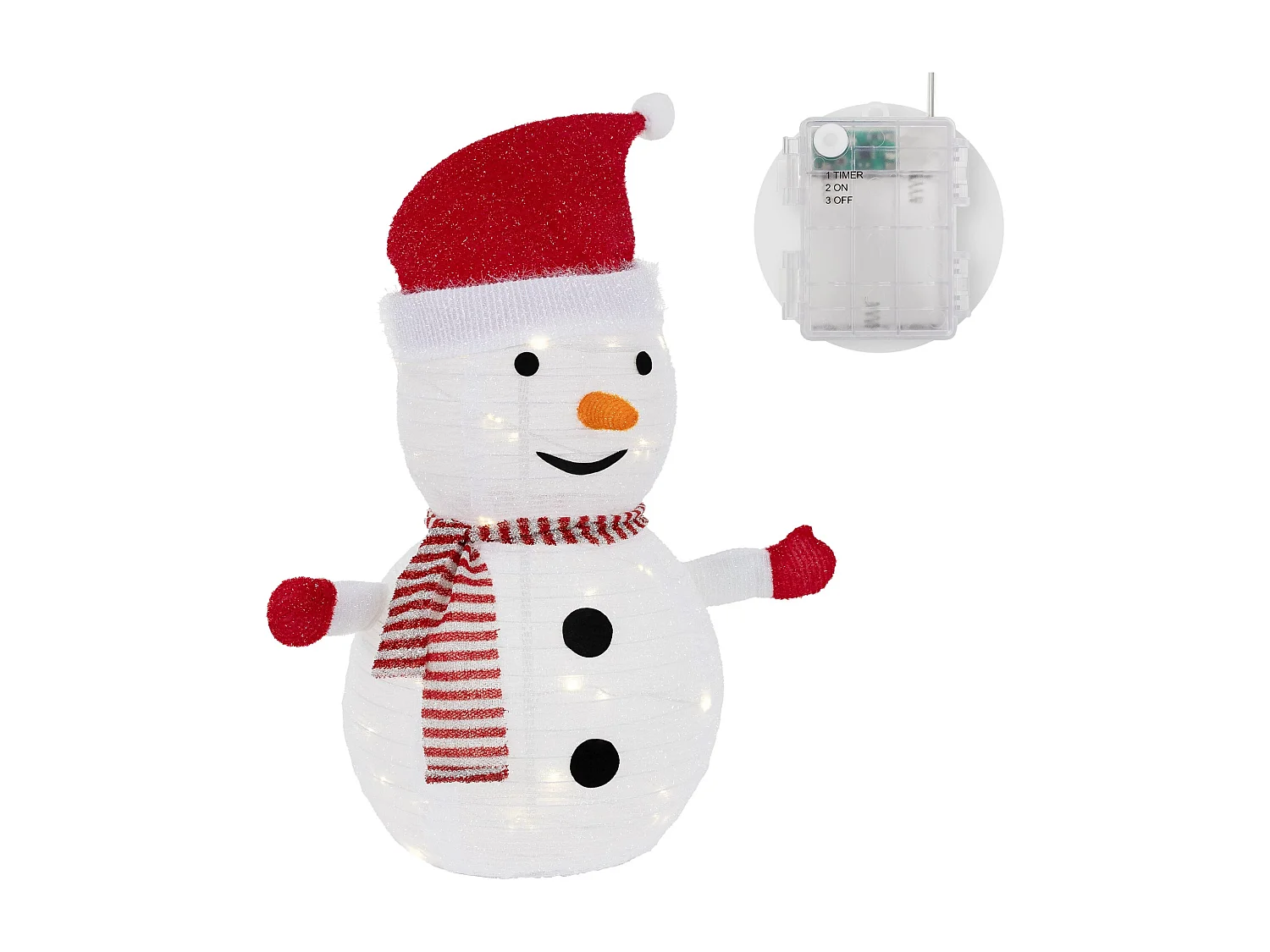 Bonhomme de neige LED décoration avec bonnet écharpe gants 68cm figurine d'hiver