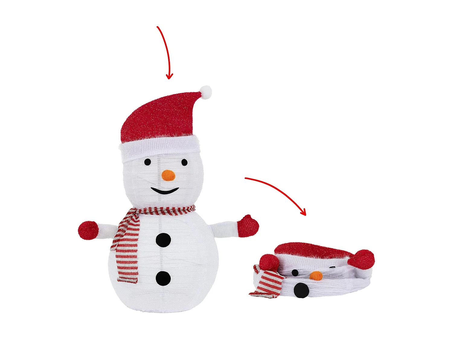 Bonhomme de neige LED décoration avec bonnet écharpe gants 68cm figurine d'hiver