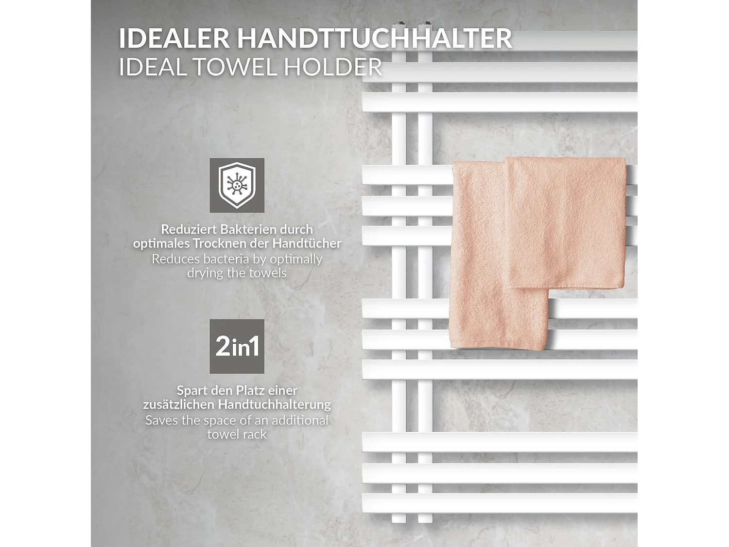 Radiador toallero Iron EM blanco 60x100 cm con resistencia 300W