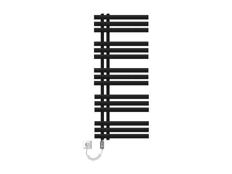 Radiateur sèche-serviettes de salle de bain noir 50x120 cm avec résistance 900W
