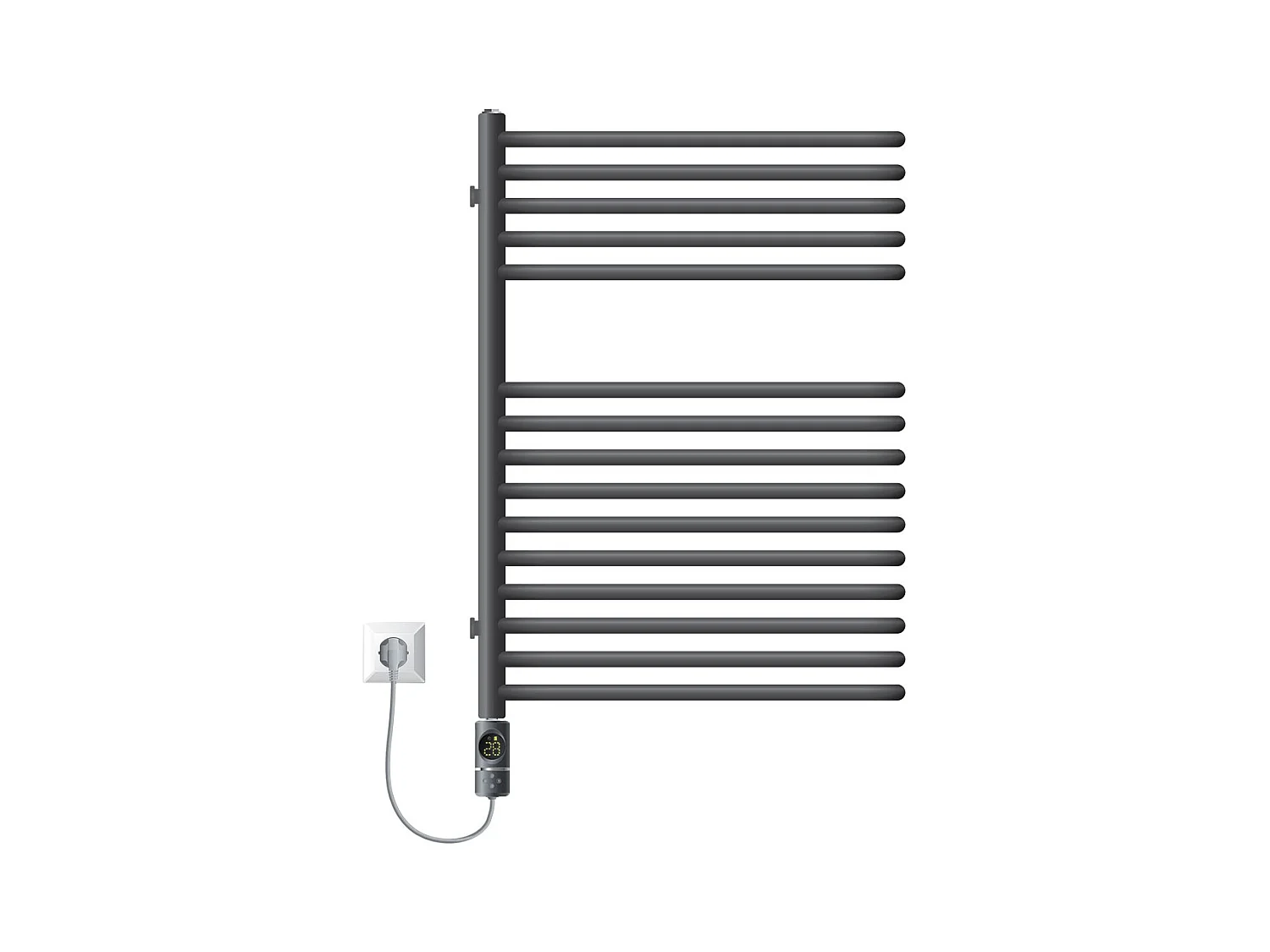 Radiateur mural porte-serviette anthracite 500x800 mm avec thermoplongeur 600 W