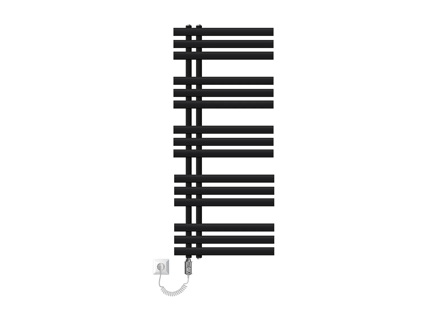 Radiateur sèche-serviettes de salle de bain noir 50x120 cm avec résistance 1200W