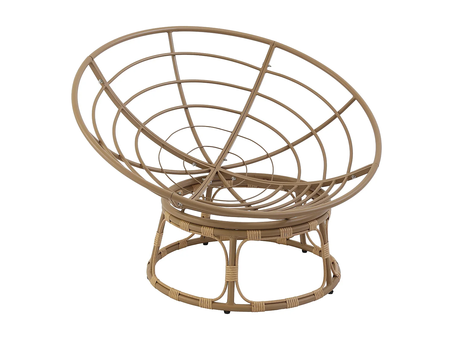 Fauteuil en acier et rotin synthétique avec coussin blanc