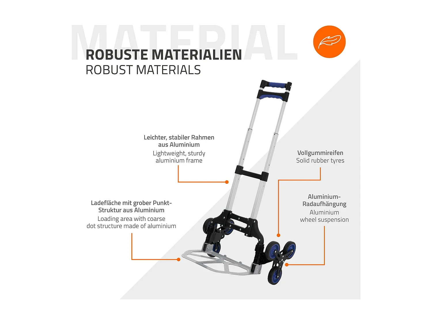 Carrello saliscale pieghevole con 6 ruote in alluminio + guanti e cinghia di serraggio 80 kg