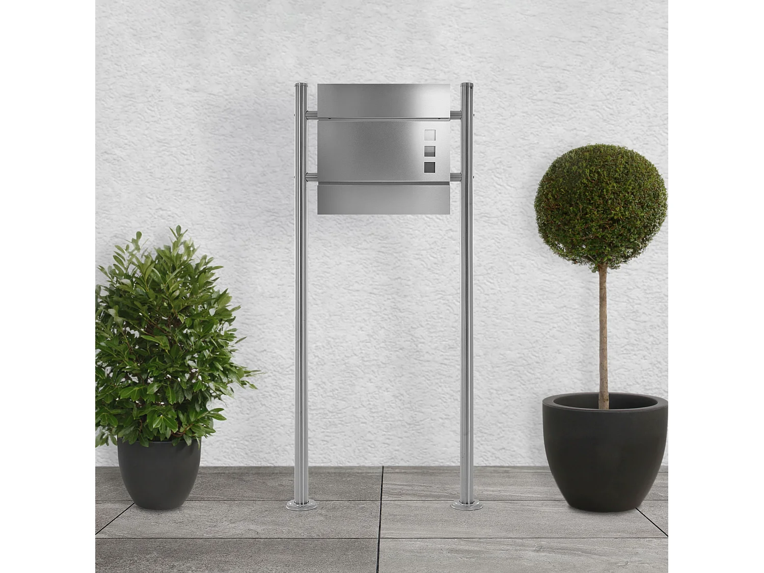 Support de boîte aux lettres acier inoxydable argent support modern 55x120x9 cm