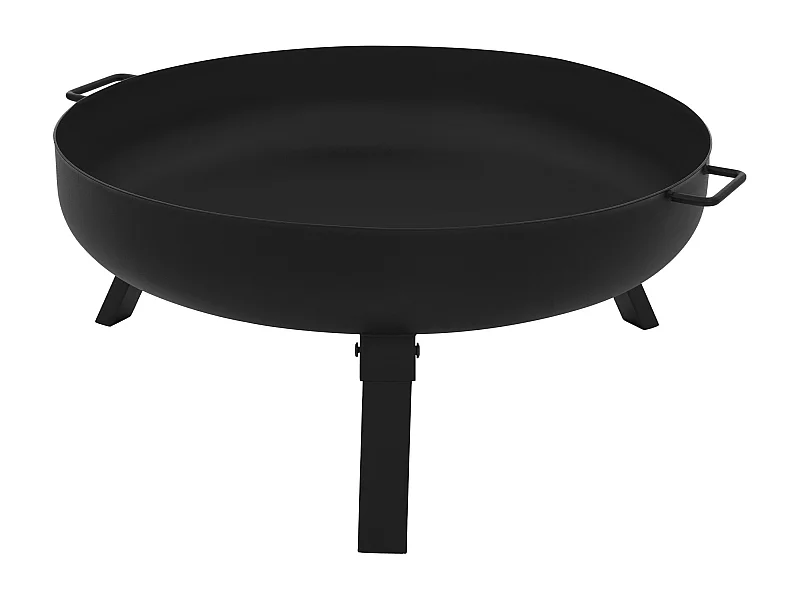 Bol à feu basero acier noir avec 3 pieds pliables foyer grille barbecue Ø60x27cm