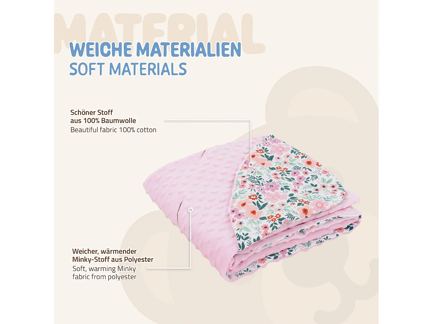 Coperta per neonati con cappuccio in cotone per seggiolino auto/passeggino fiori/rosa