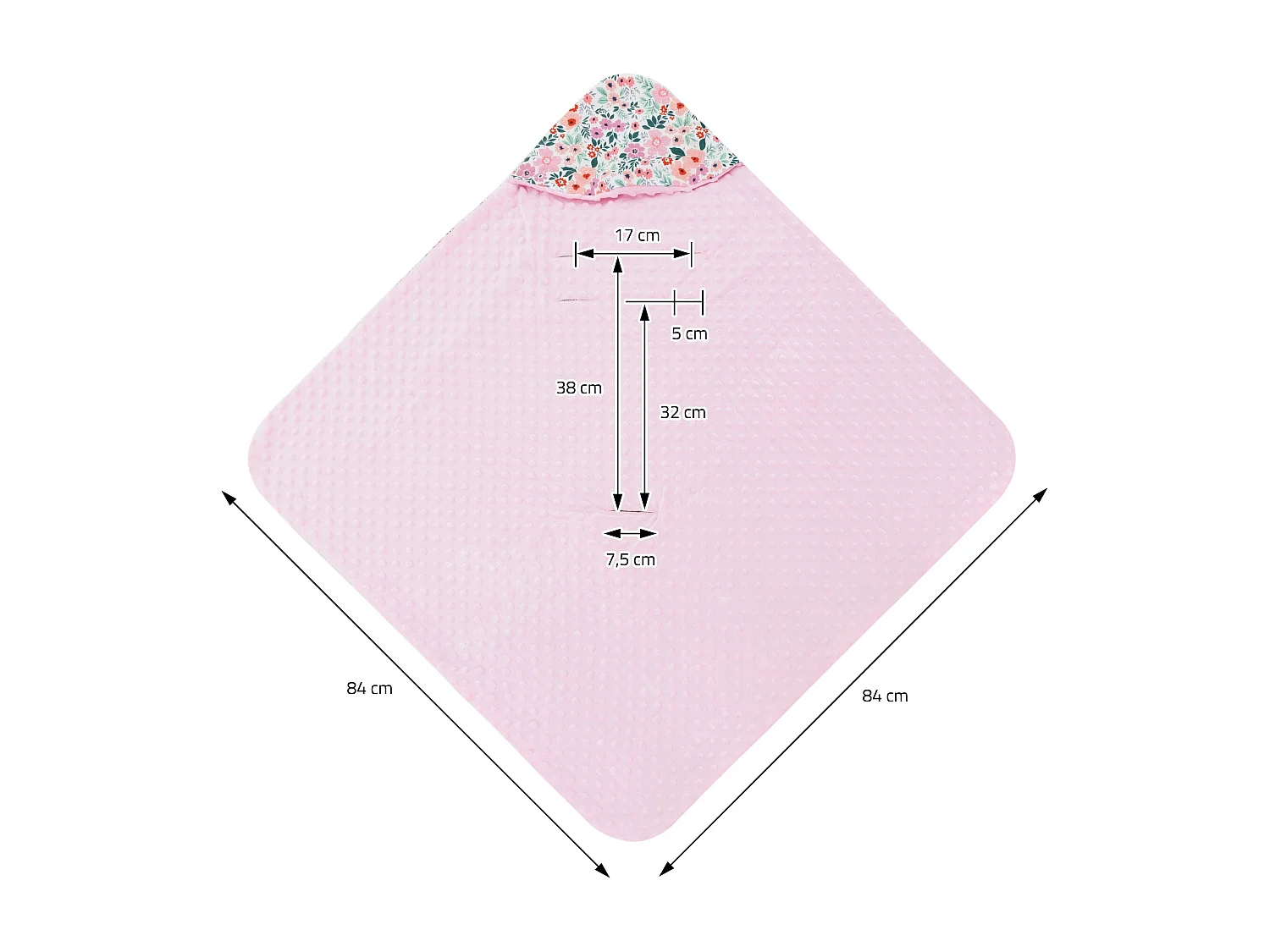 Coperta per neonati con cappuccio in cotone per seggiolino auto/passeggino fiori/rosa