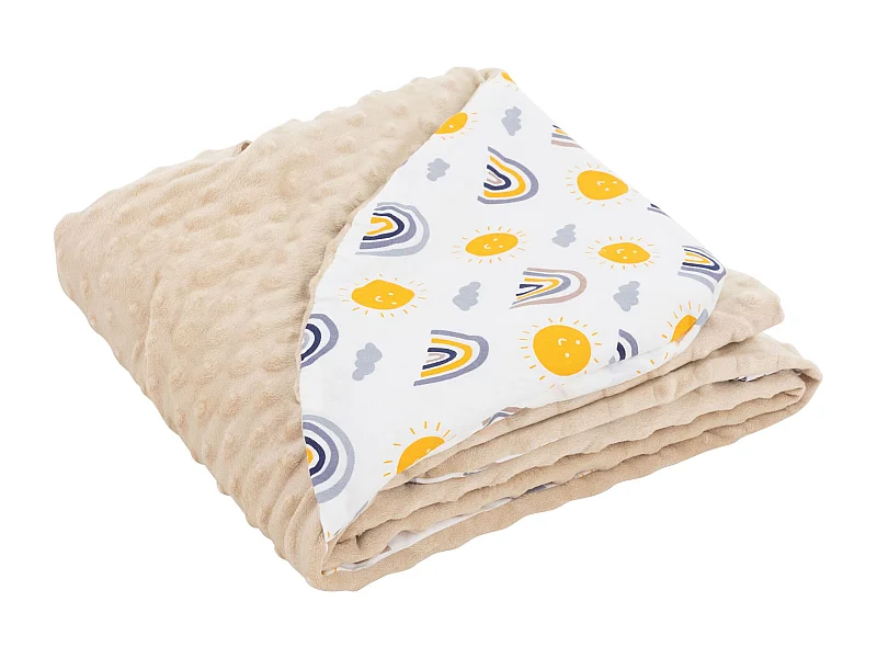 Couverture de bébé à capuche en coton siège auto/poussette arc-en-ciel/beige