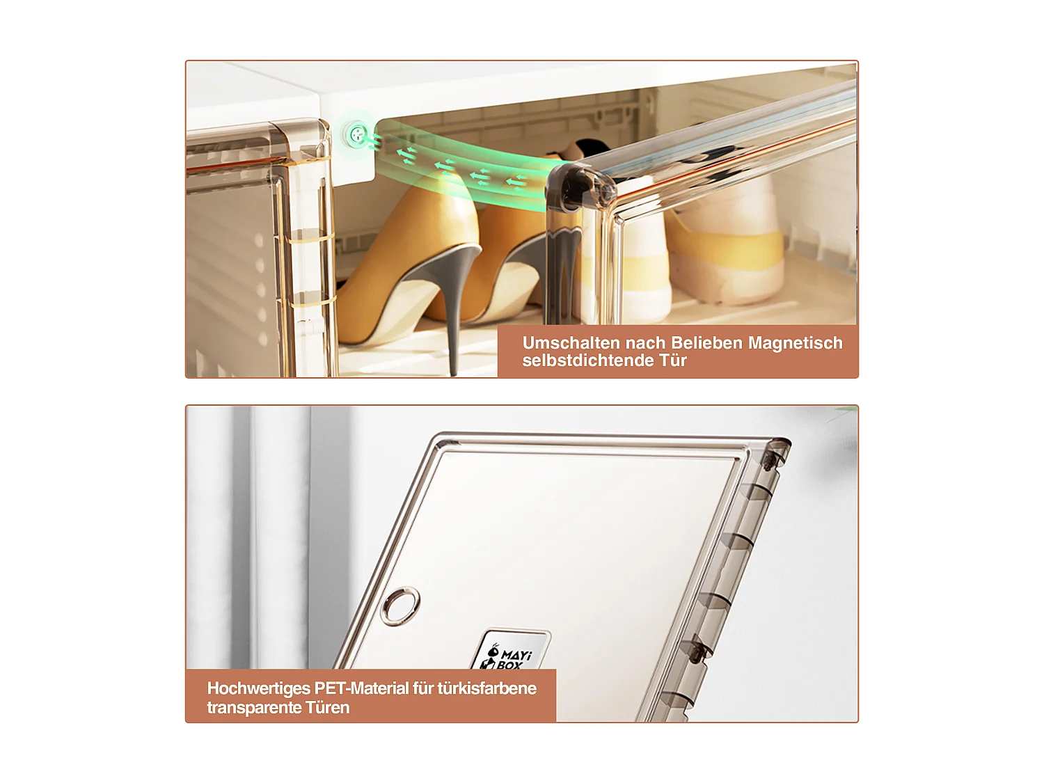 Tragbarer Schuhschrank für das Wohnzimmer, stapelbarer Aufbewahrungsschrank mit Türen und Regalen, Schuhkarton für den Schrank