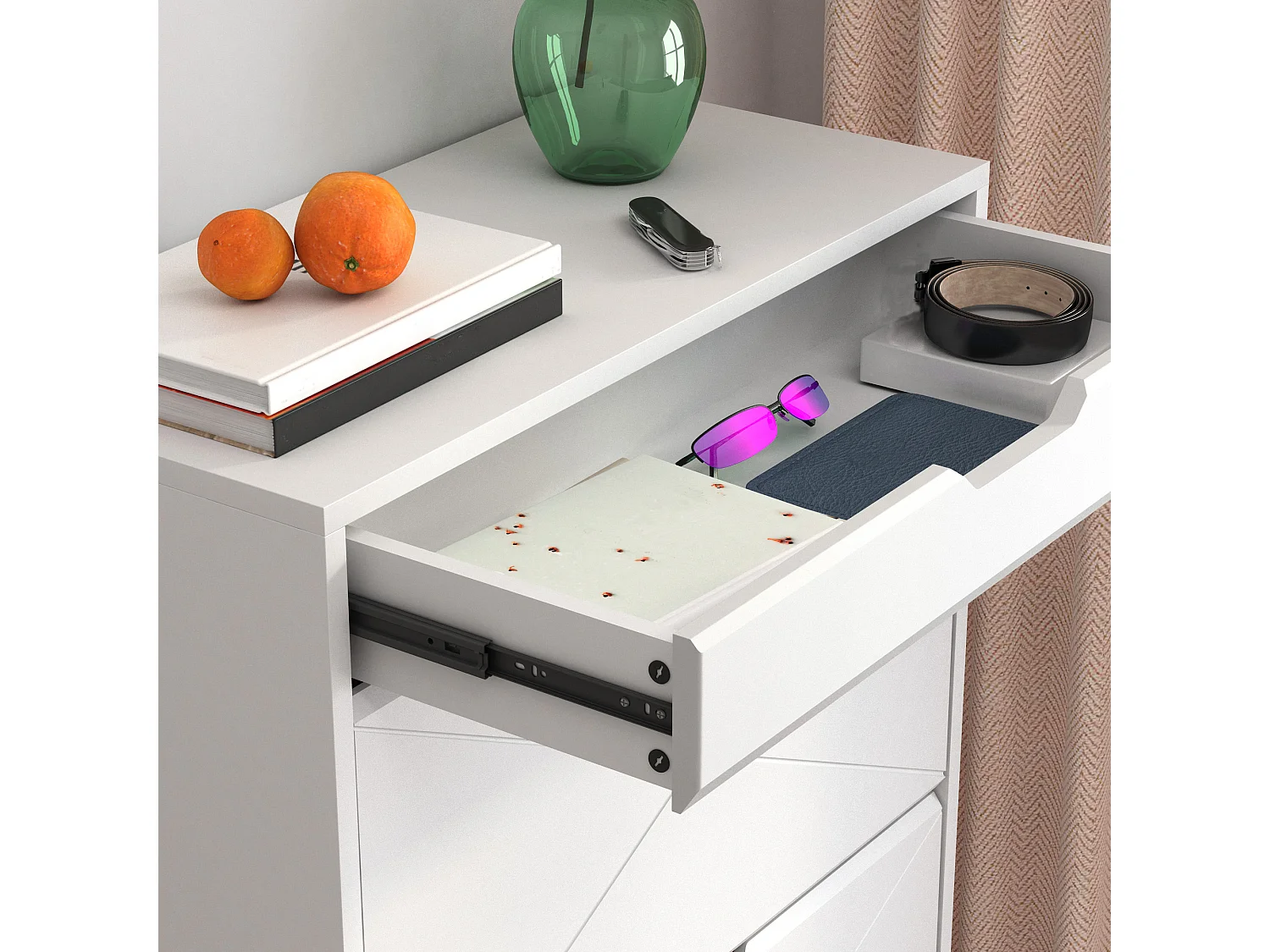 Meuble à chaussures à 3 tiroirs, meuble à chaussures en bois avec étagère coulissante sur le dessus, 2 niveaux, blanc