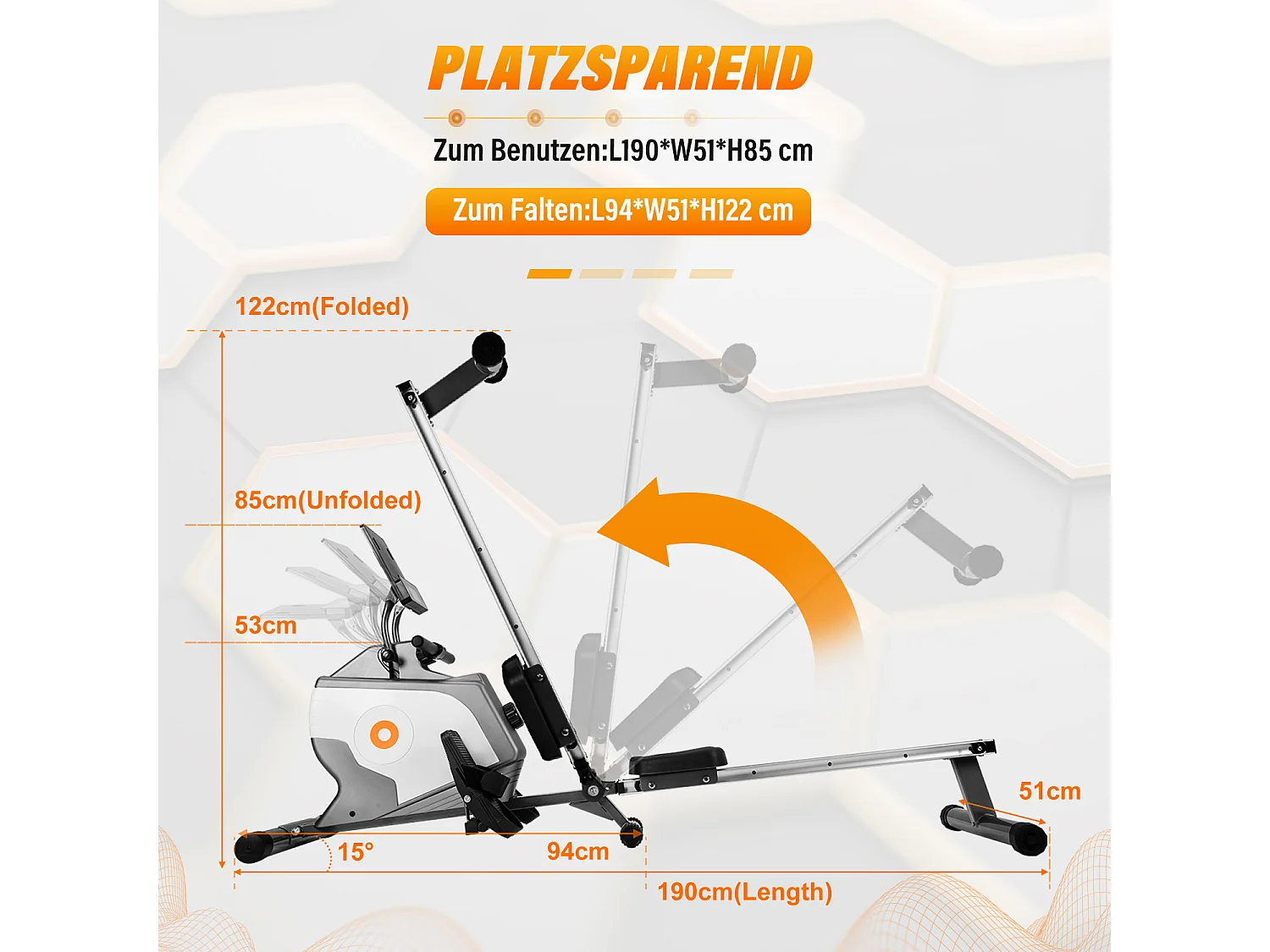 Máquina de Remo Magnética Máquina de Remo Plegable con Sistema de Sujeción Magnética, Monitor LED (No incluye PAD)