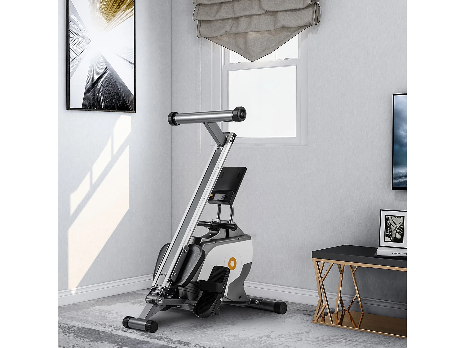 Máquina de Remo Magnética Máquina de Remo Plegable con Sistema de Sujeción Magnética, Monitor LED (No incluye PAD)