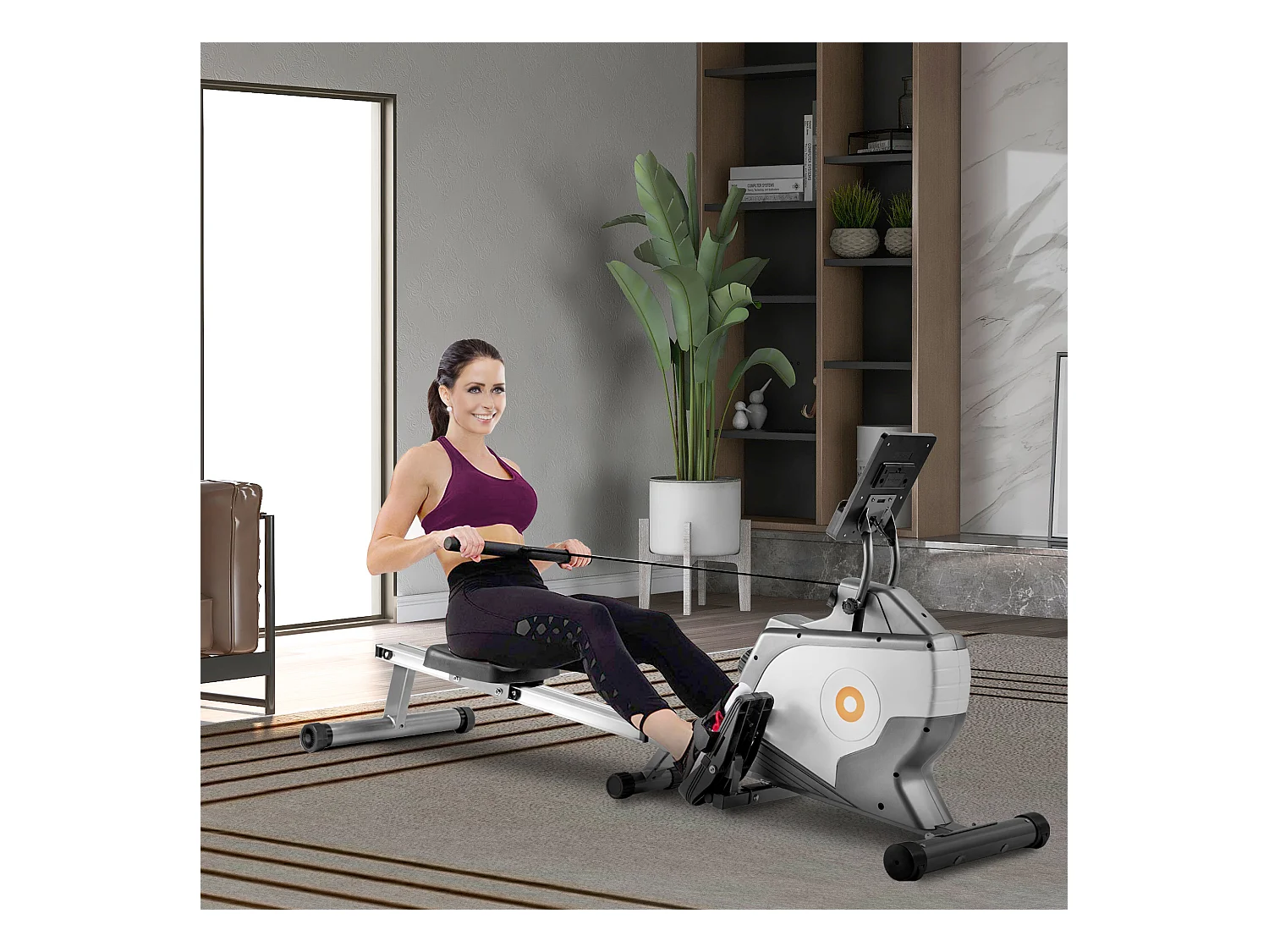 Rameur magnétique Rameur pliable avec système de serrage magnétique, moniteur LED (ne comprend pas le PAD)