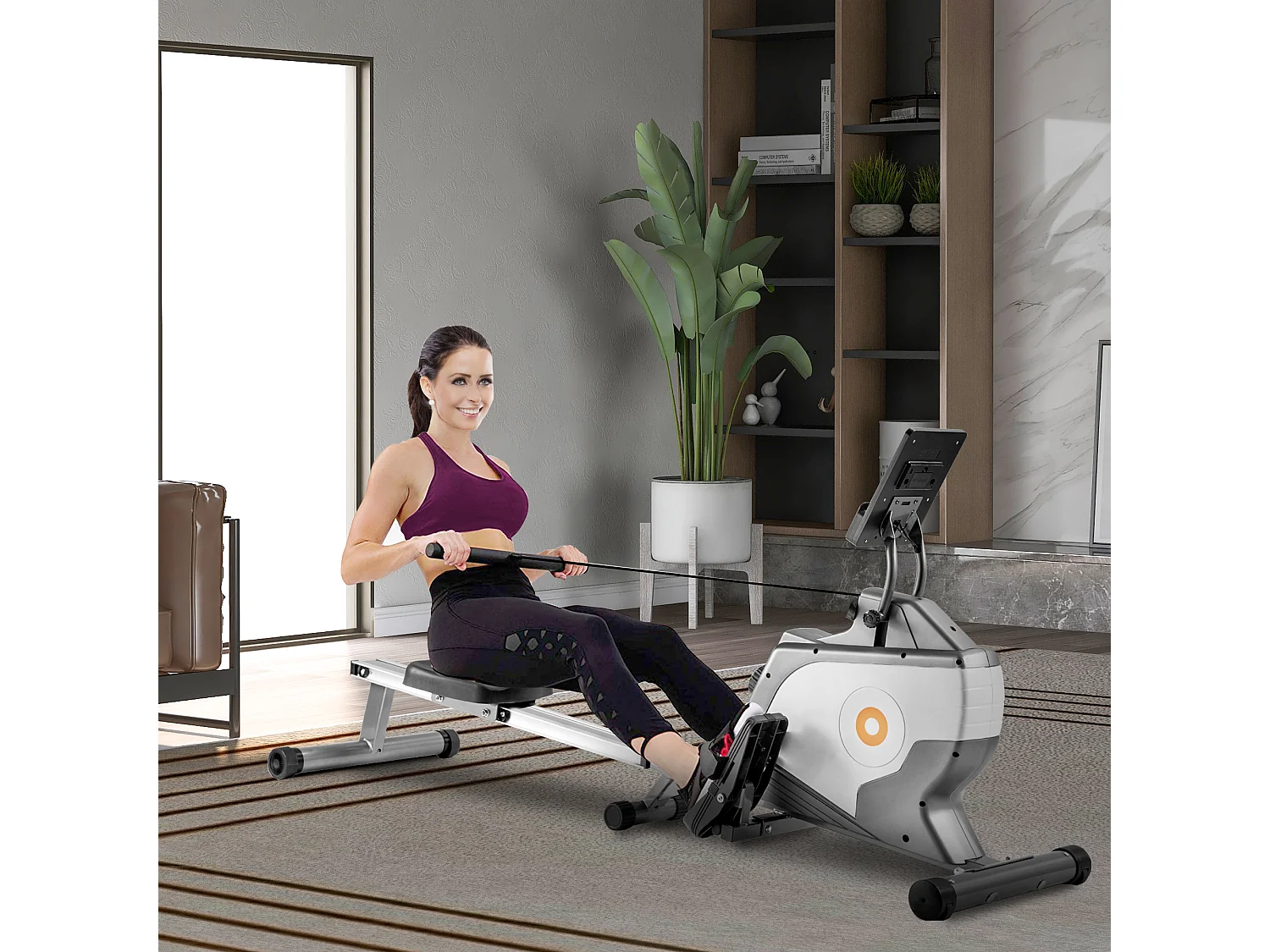 Rameur magnétique Rameur pliable avec système de serrage magnétique, moniteur LED (ne comprend pas le PAD)