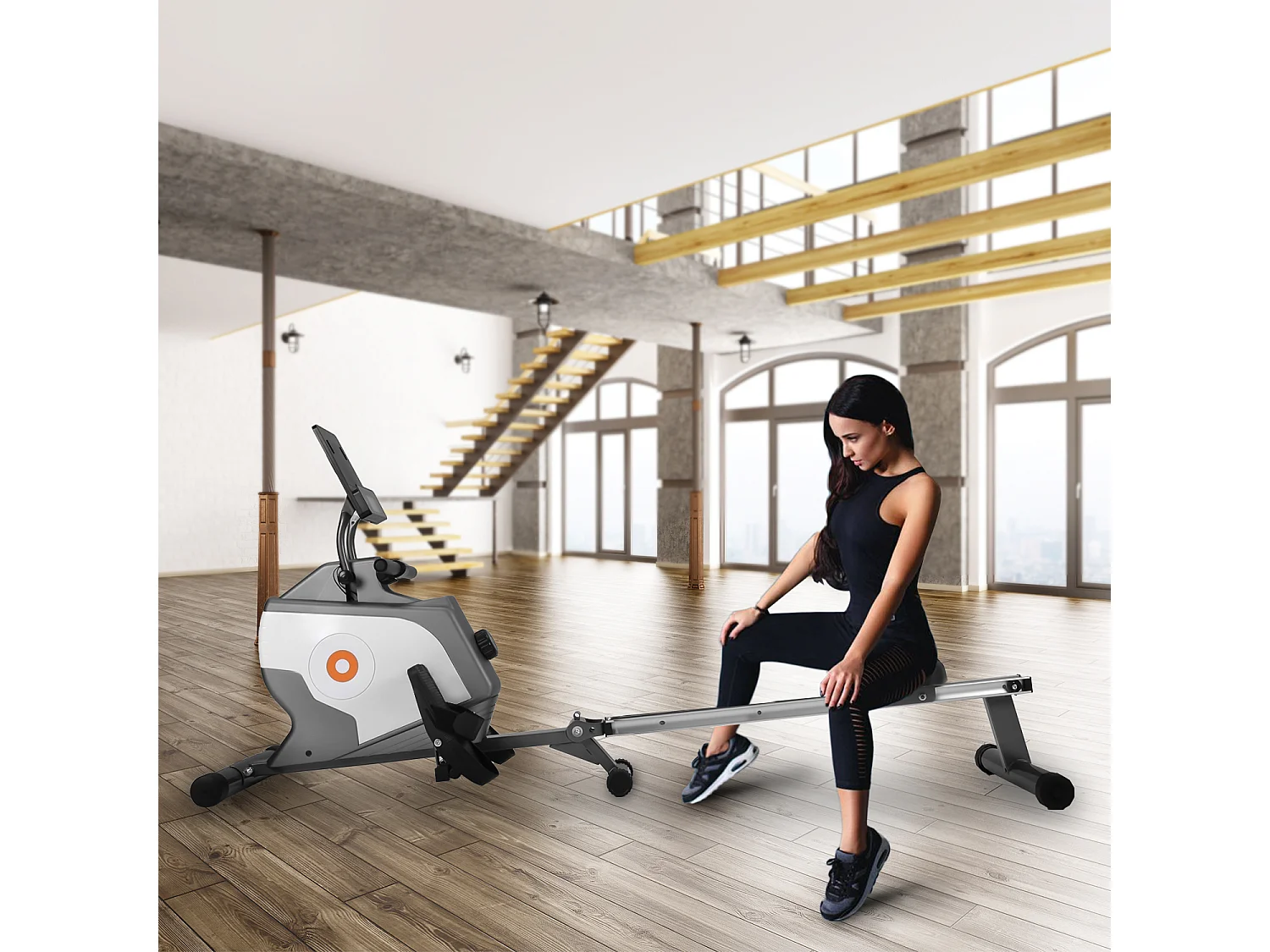 Rameur magnétique Rameur pliable avec système de serrage magnétique, moniteur LED (ne comprend pas le PAD)