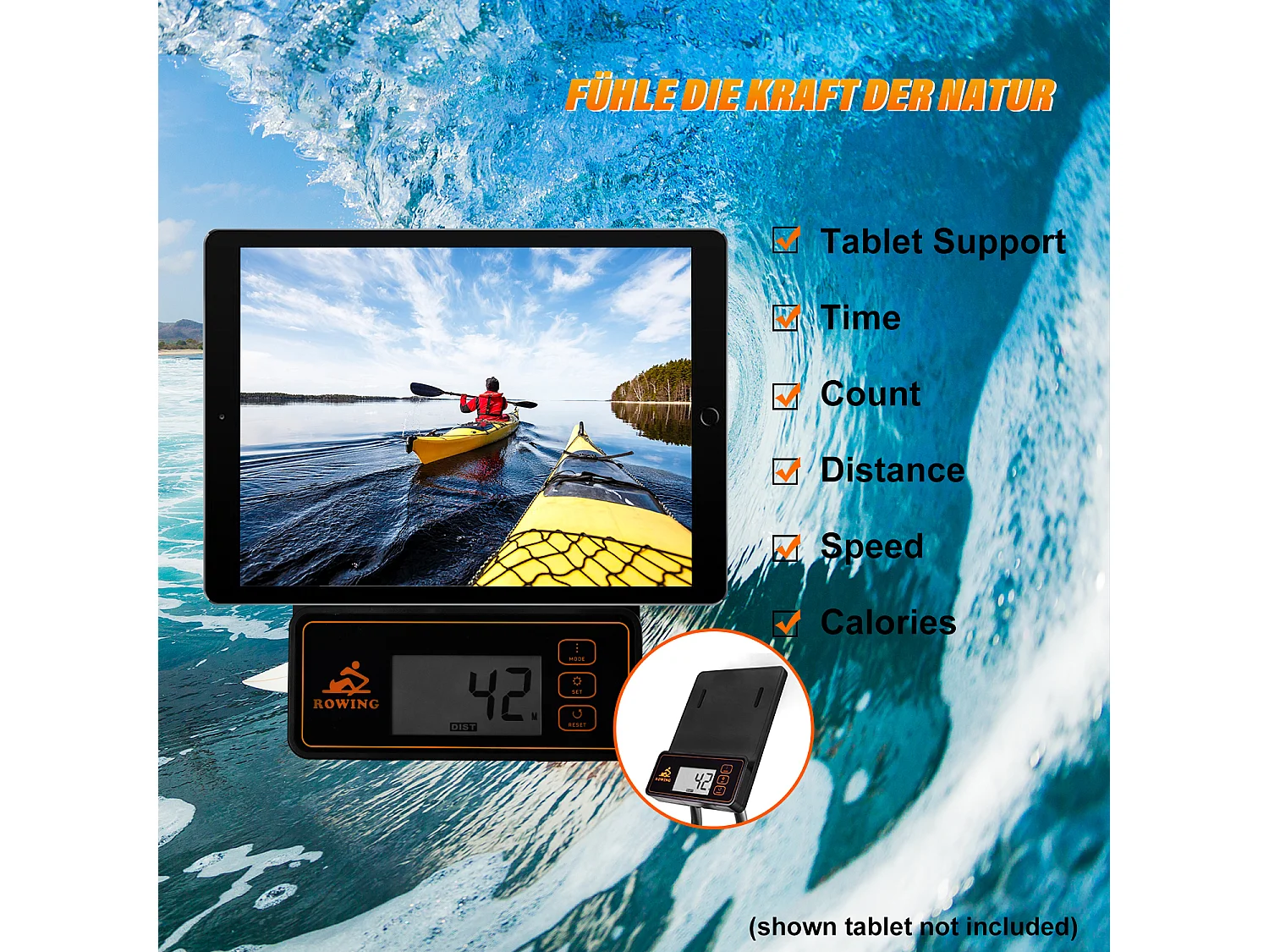 Rameur magnétique Rameur pliable avec système de serrage magnétique, moniteur LED (ne comprend pas le PAD)