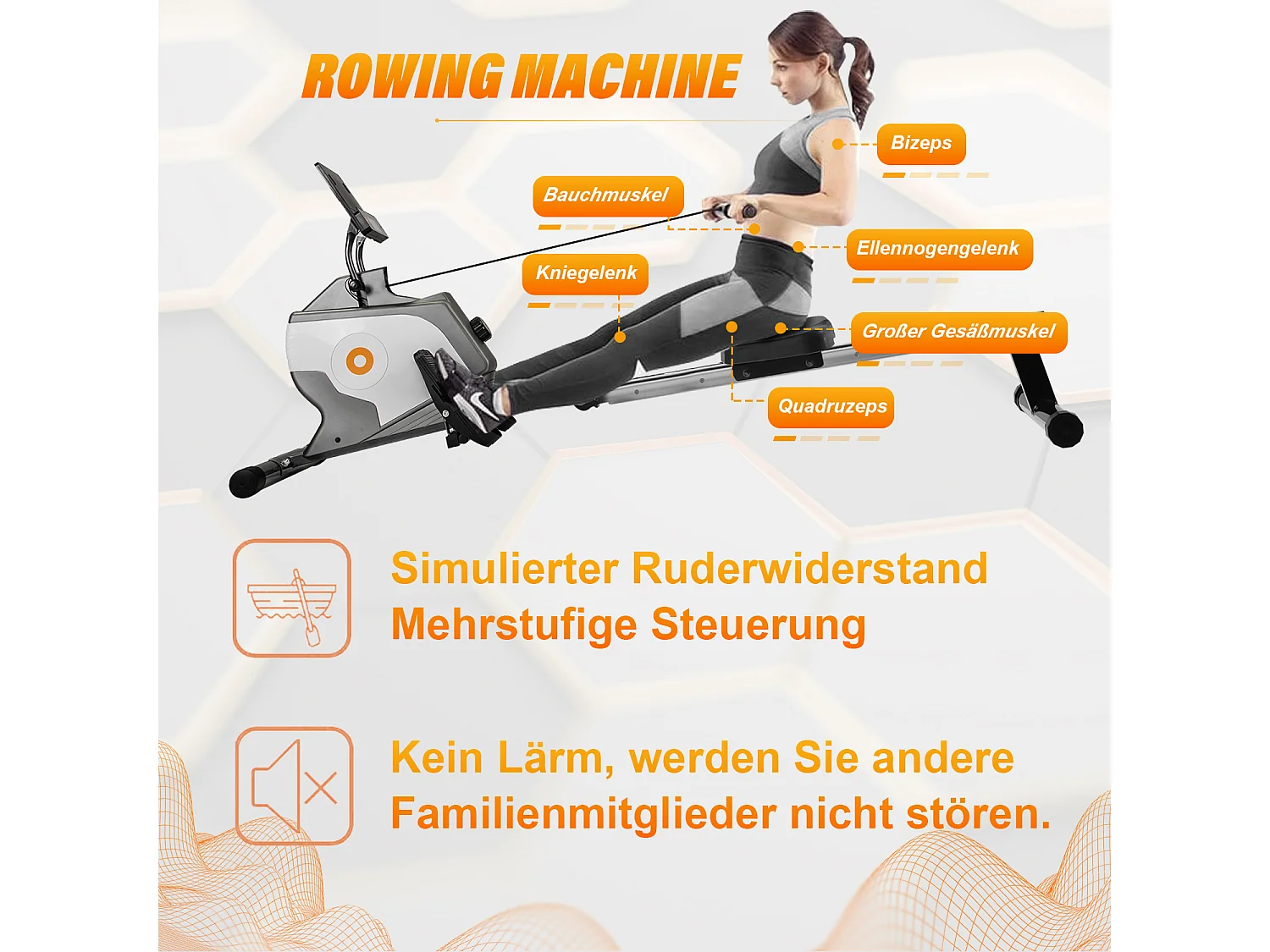 Rameur magnétique Rameur pliable avec système de serrage magnétique, moniteur LED (ne comprend pas le PAD)