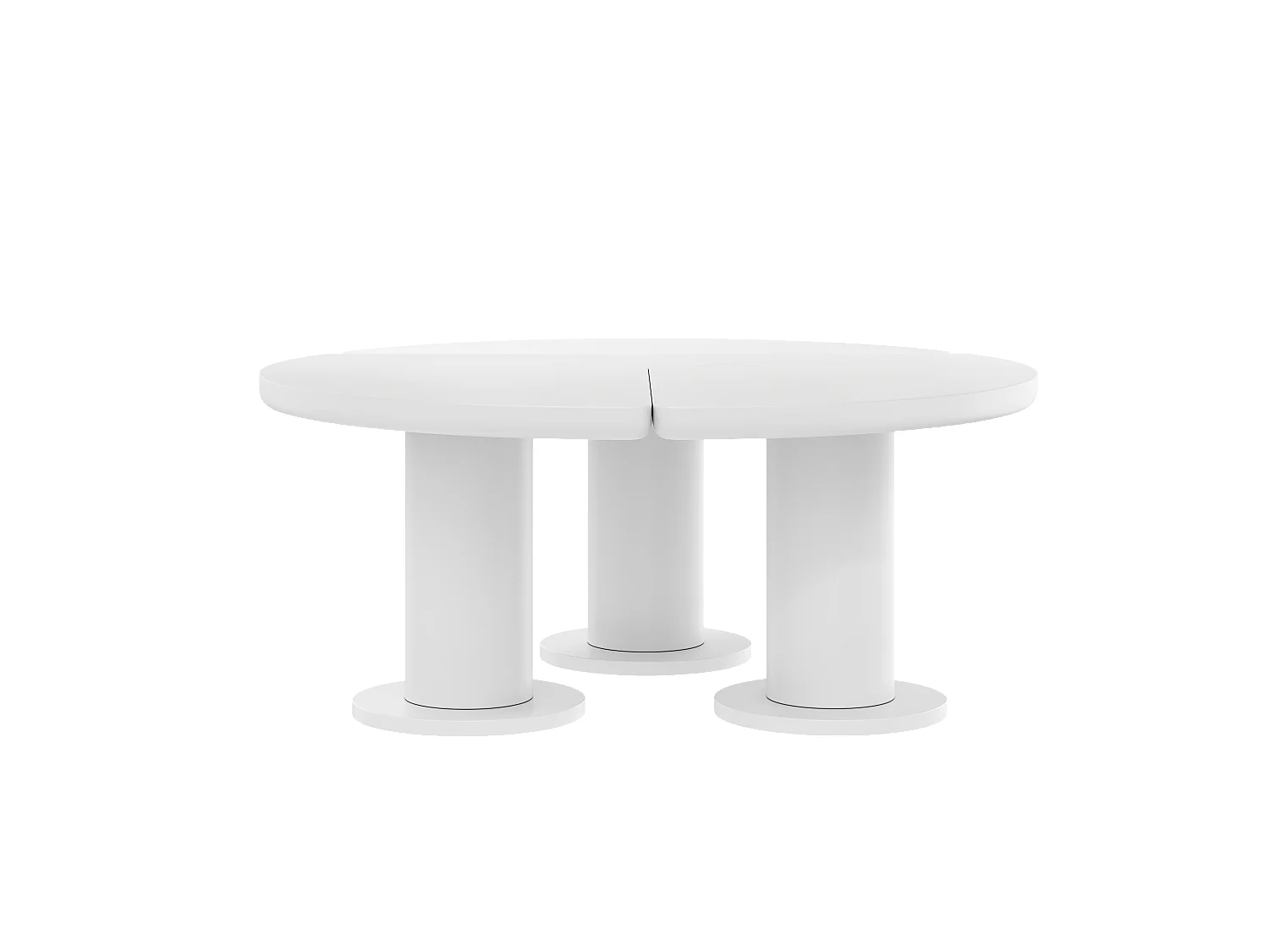 Table basse ronde, diamètre 100 cm, hauteur 40 cm, plateau en MDF laqué et pieds en PVC