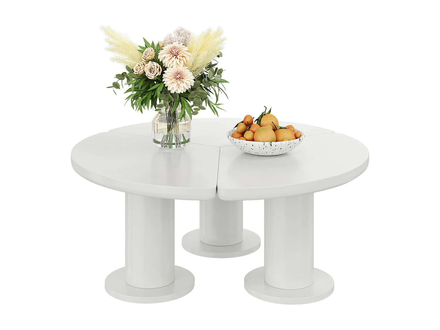 Ronde salontafel, 100 cm diameter, 40 cm hoogte, gelakt MDF blad en PVC poten