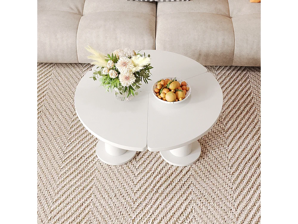 Ronde salontafel, 100 cm diameter, 40 cm hoogte, gelakt MDF blad en PVC poten